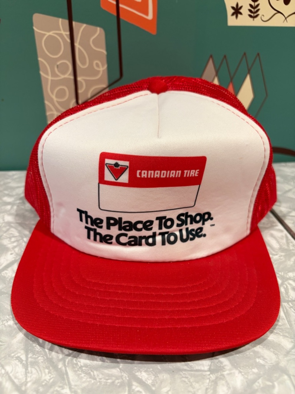 New possible vintage Canadian Tire meshback Trucker Hat made in Korea snapback.